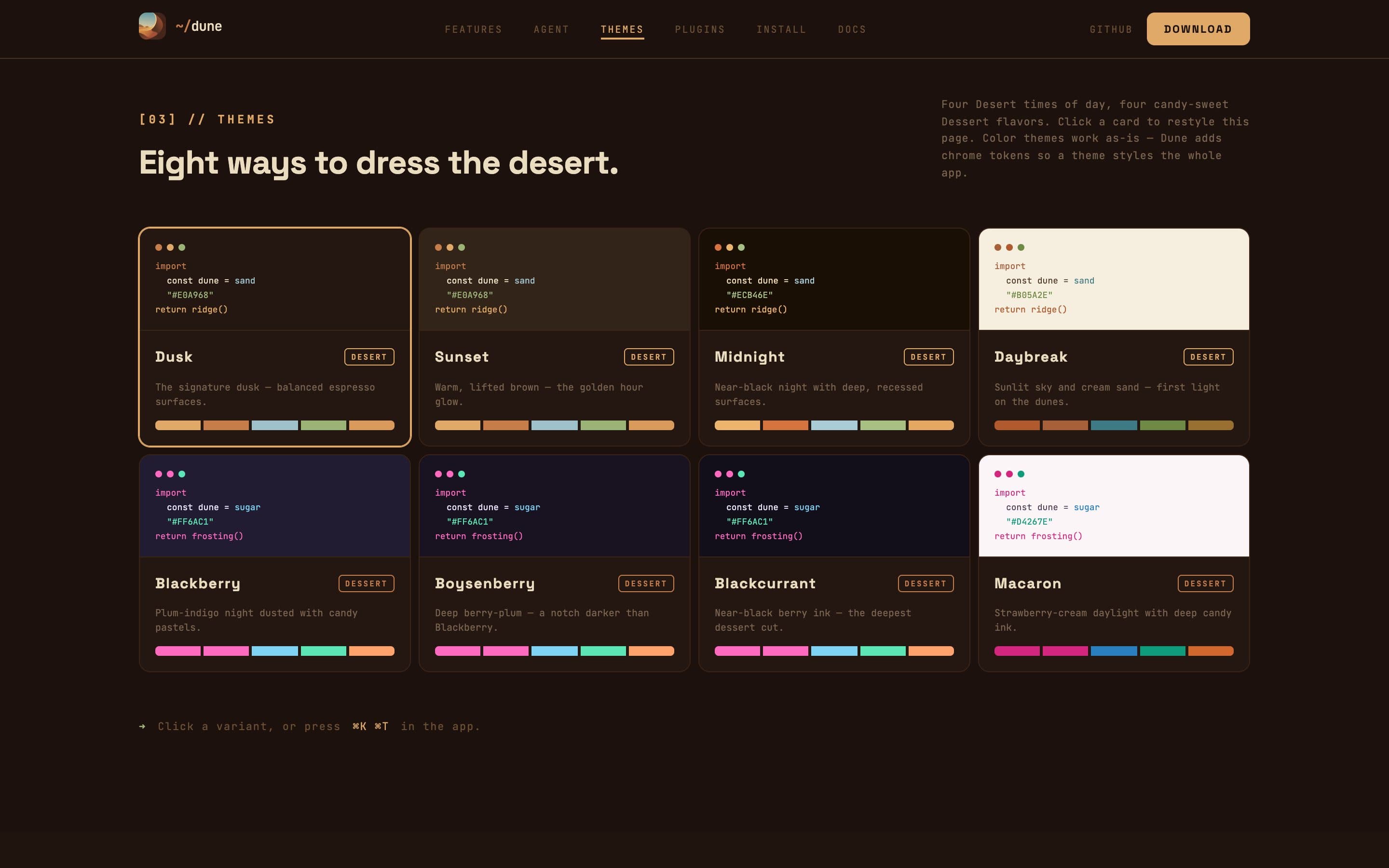 Themes on dune.you