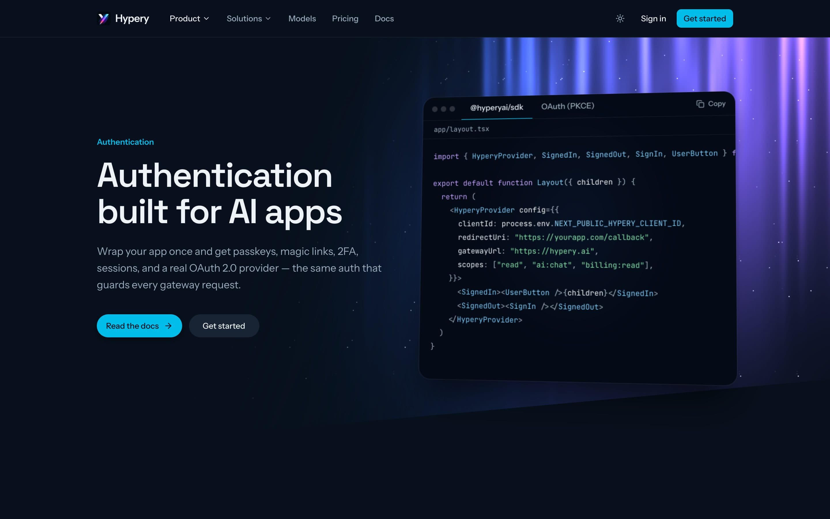 Hypery authentication page