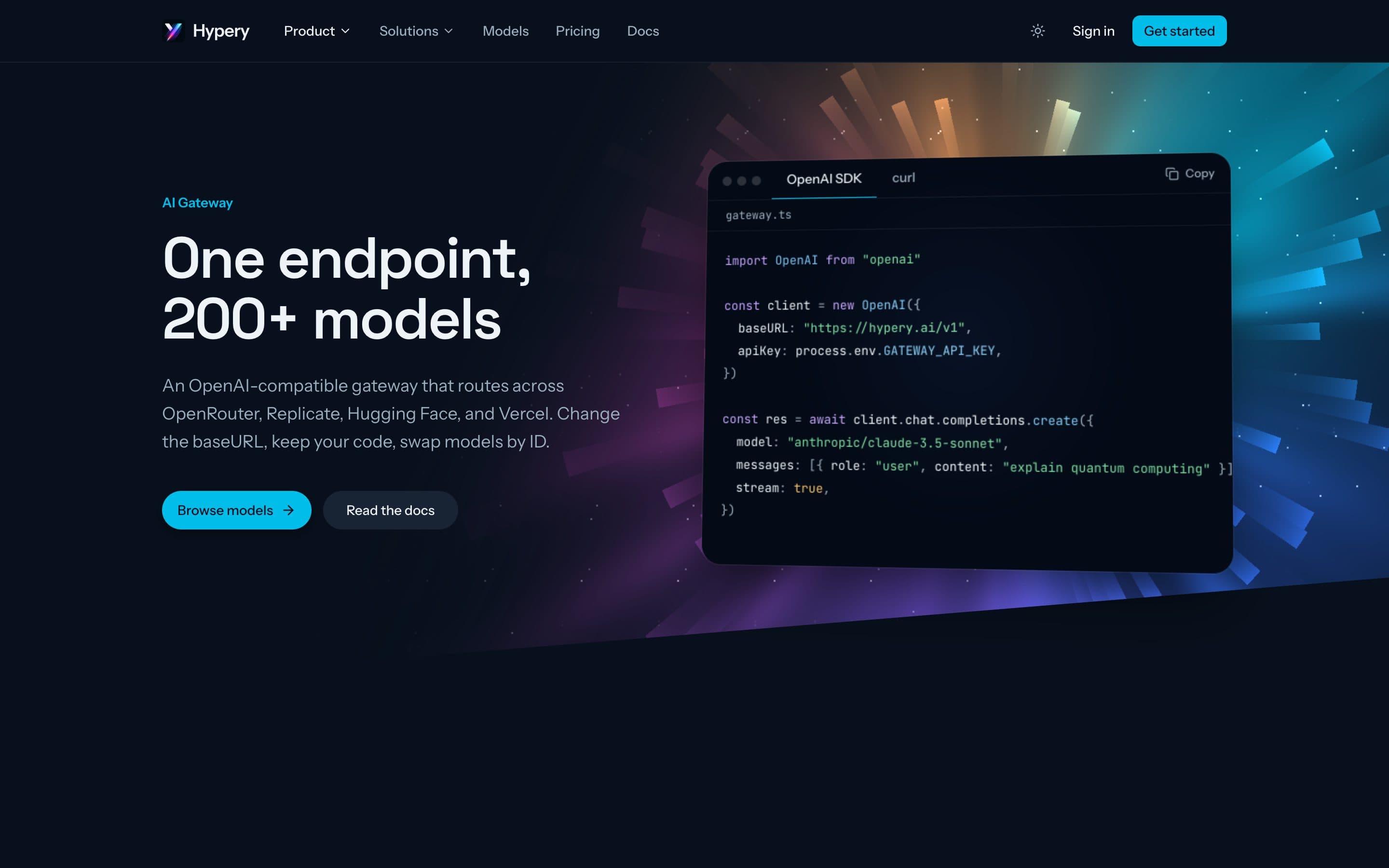 Hypery AI gateway page