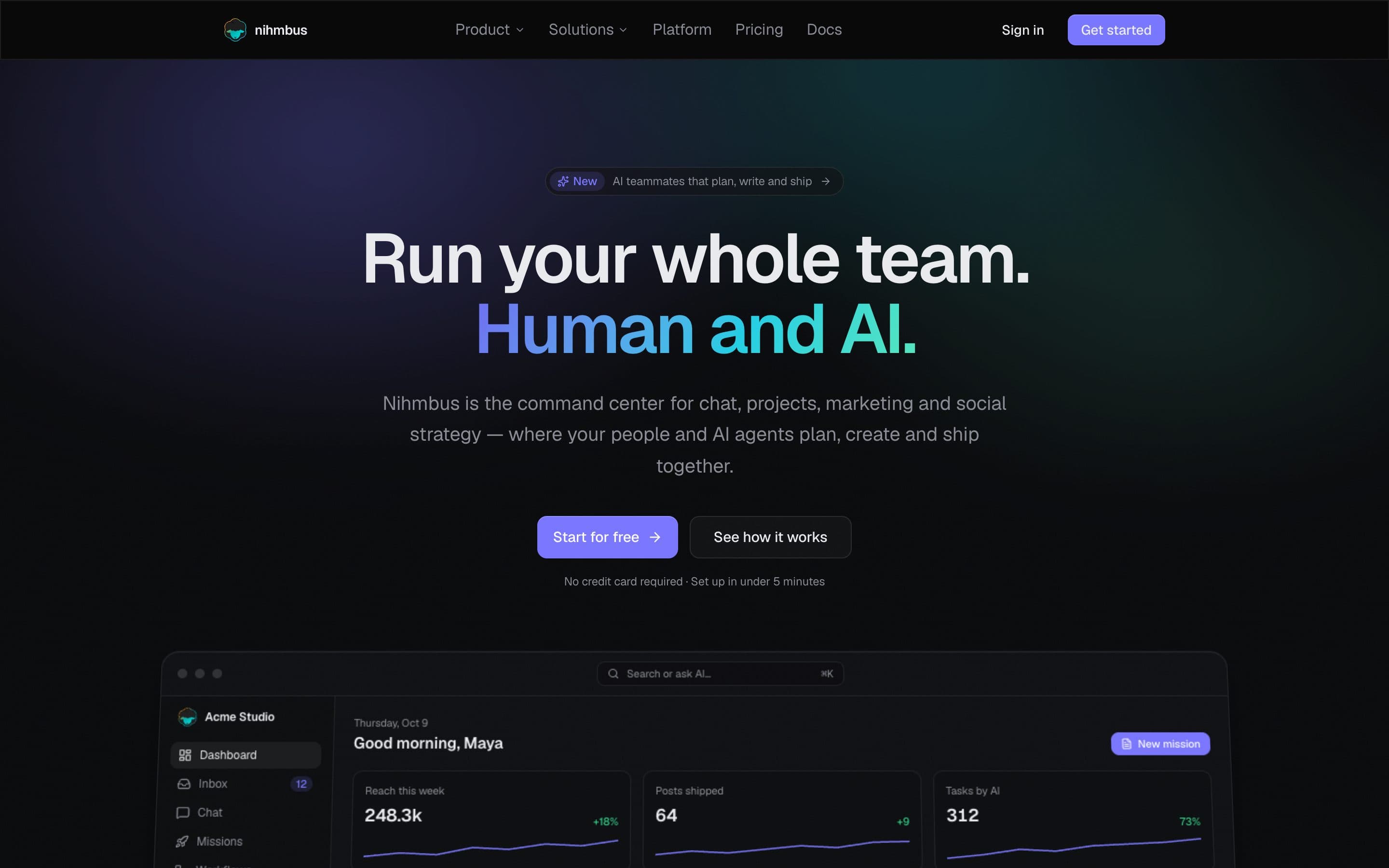 nihmbus.ai homepage