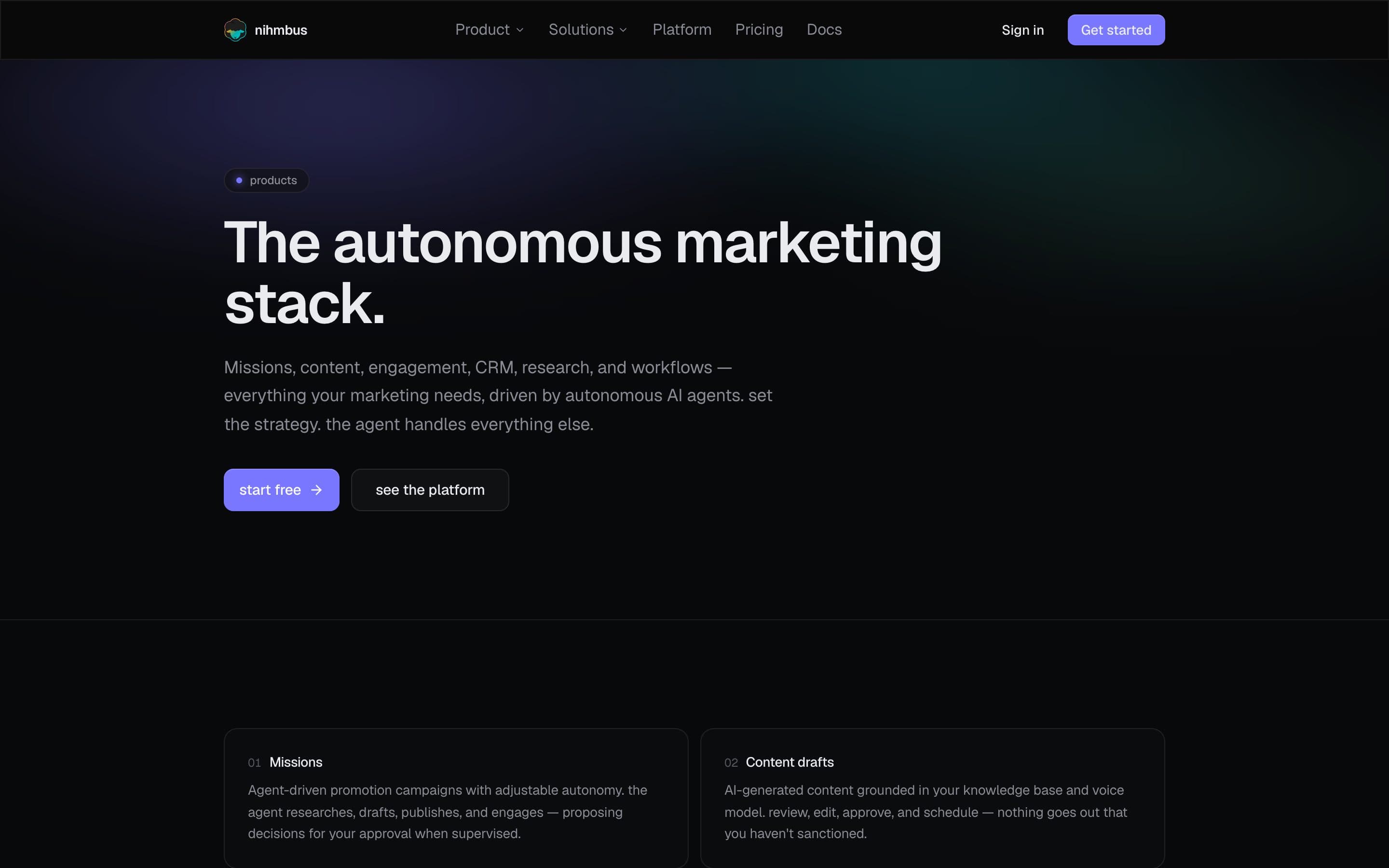 Nihmbus products page