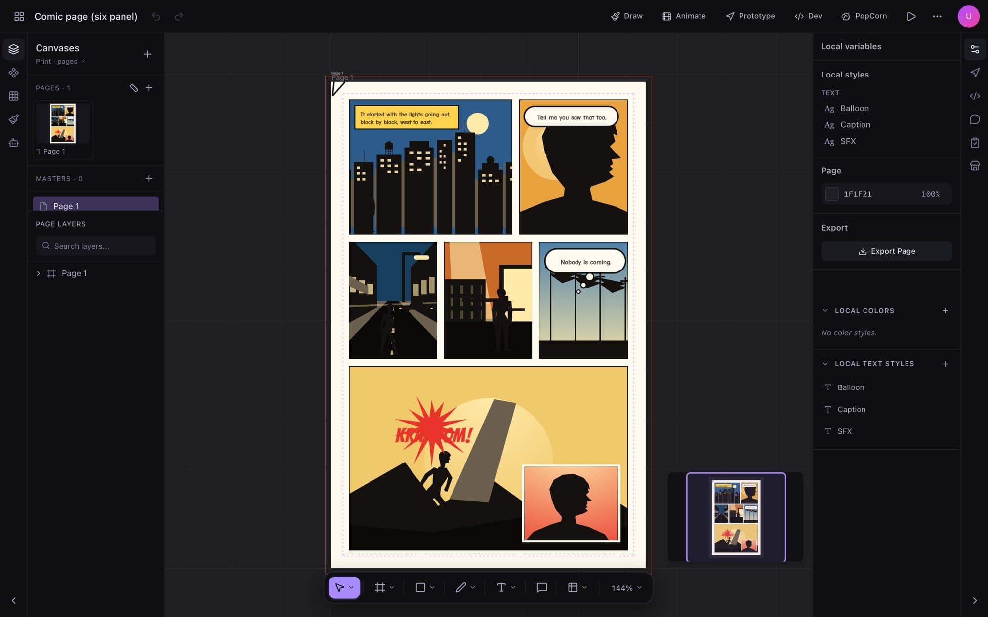 A comic page in PopCraft