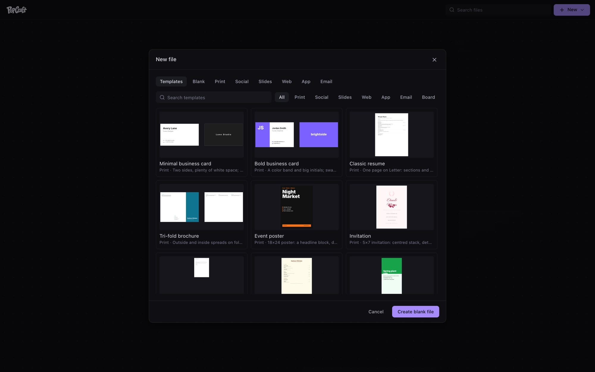 Template gallery